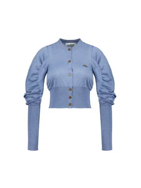 Kardigan Vivienne Westwood wełniany o krotszym kroju niebieski