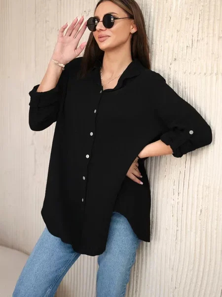 Cămașă Kesi Włoski din muselină negru