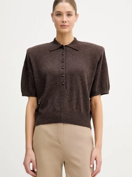 Rotate pulover pentru femei din lână maro