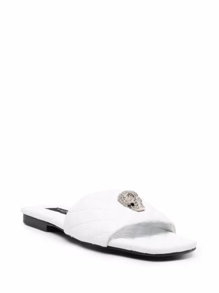 Sandale Philipp Plein fără toc de cristal alb