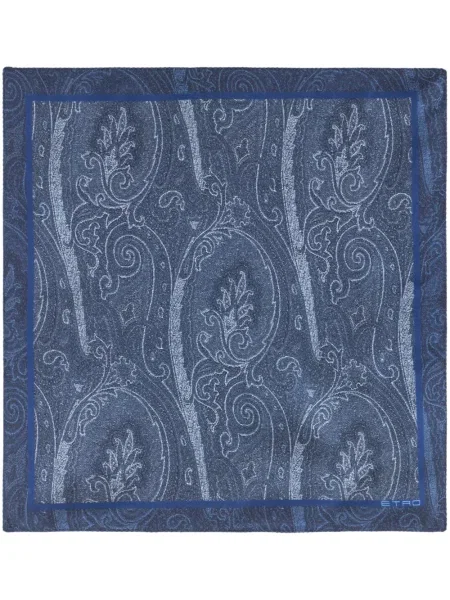 Fular Etro de mătase cu imagine cu model paisley albastru