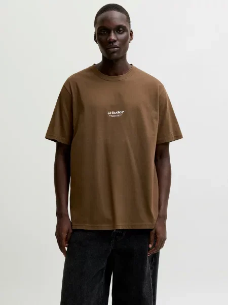 JACK & JONES Tričko JJESoho čokoládová biela