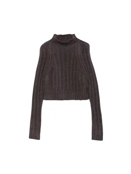 Krótki sweter z golfem Rick Owens do golfa szary
