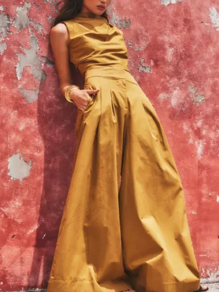 Pantaloni palazzo Jbq galben
