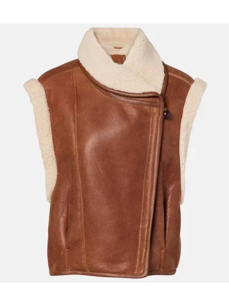 Vestă Isabel Marant din piele maro