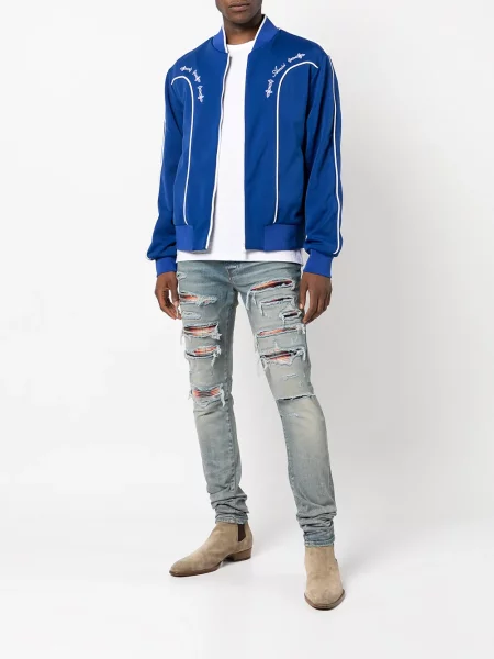 Skinny jeansy skinny Amiri z przetarciami niebieskie