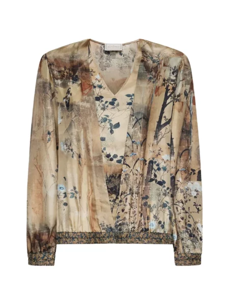 Bluză Pierre-louis Mascia de mătase cu model floral cu imagine