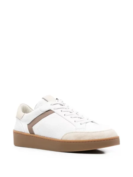 Fűzős bőr sneaker Canali fehér