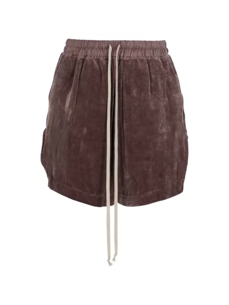 Pantaloni scurți Rick Owens de catifea cu cordon maro