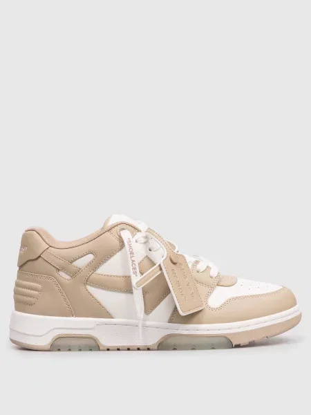 Шкіряні кросівки Out Of Office з нашивкою емблеми Off-white бежеві