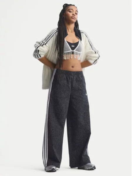 Kalhoty adidas Firebird Oversized AOP Denim Pants Black/ Grey Six L šedé