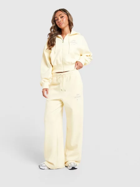 Nike Spodnie W Nk Phnx Flc Hr Wide Leg Gls żółte