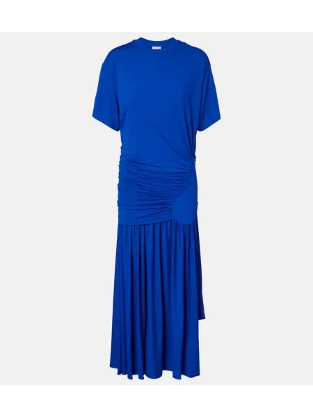 Sukienka koszulowa Ferragamo z dżerseju drapowana garniturowa niebieska