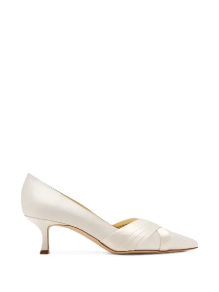 Pantofi cu toc Manolo Blahnik cu bretele alb