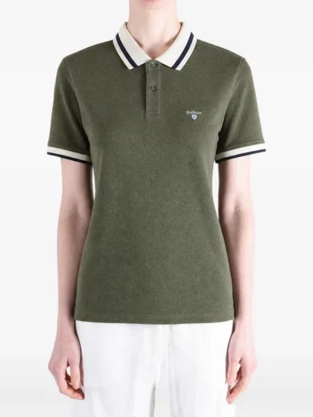 Tricou polo Barbour cu broderie verde