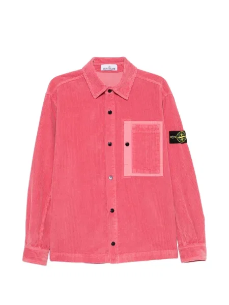 Cămașă Stone Island de catifea cord cu strasuri roz