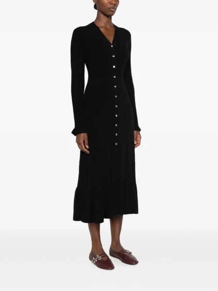 Rochie midi Maje tricotate cu volane negru