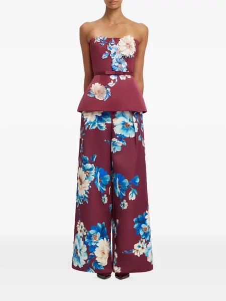 Top Leo Lin cu model floral cu aplicații roșu