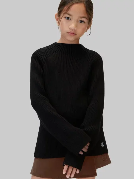 Tricou cu mânecă lungă copii Calvin Klein Jeans negru