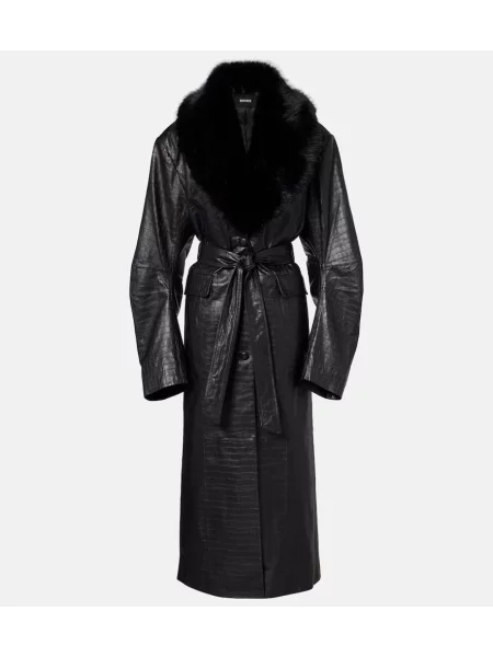 Palton Rotate din piele negru