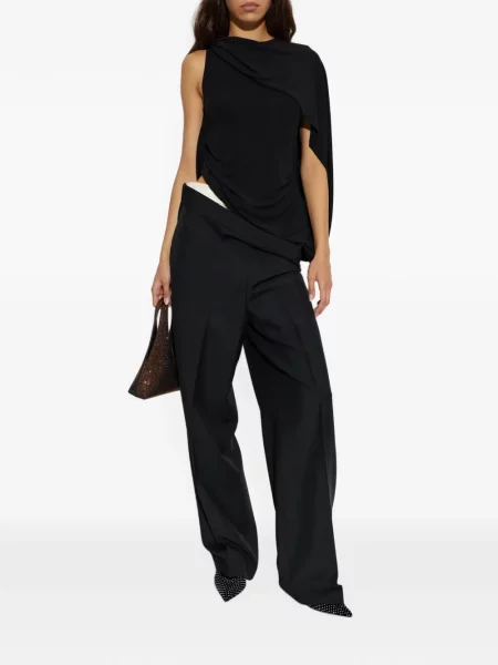 Top Alexander Wang asimetric drapat negru