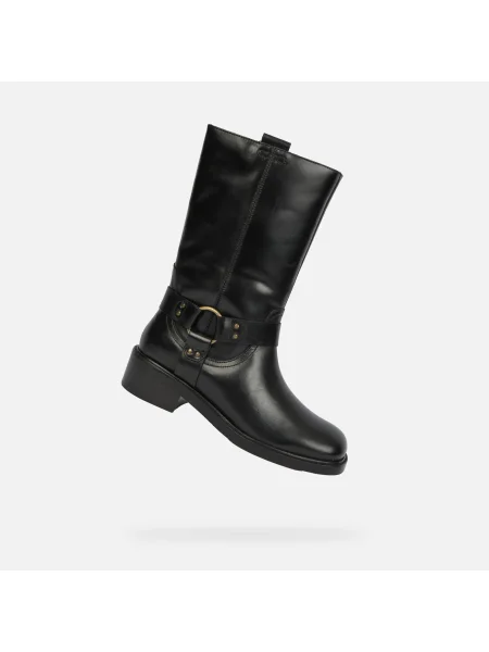 Geox cizme de piele D NALVIA cu plat negru