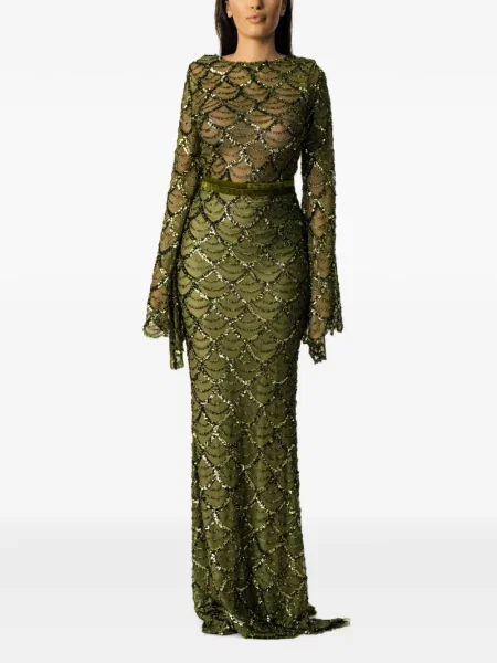 Rochie maxi Miau By Clara Rotescu cu paiete verde