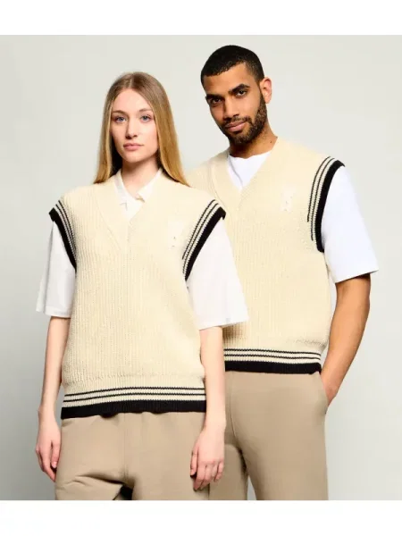 AMI Paris De lână pulover | Relaxed fit bej