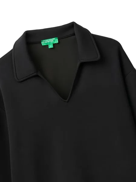Polo Benetton με λαιμόκοψη v μαύρο