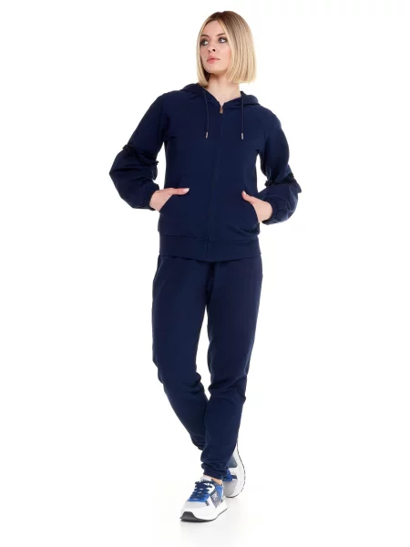 Bluza miękka z z kaptur na co dzień niebieska