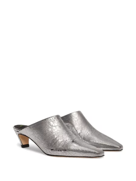 Papuci tip mules Msgm din piele argintiu