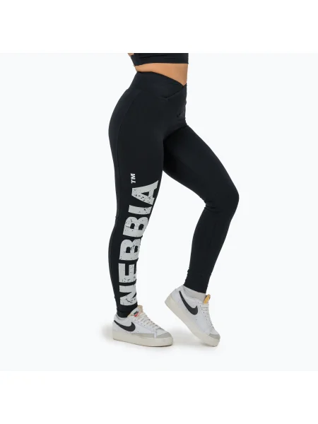 Női edző leggings NEBBIA Glute Check High Waisted fekete. Méret: XS fekete
