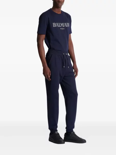Pantaloni Balmain cu imagine alergare albastru