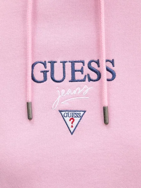 Суичър с качулка Guess Jeans с качулка розово