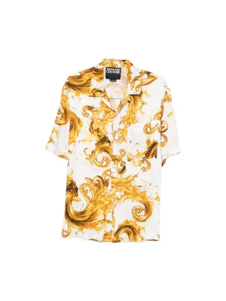Wielobarwność koszula dżinsowa Versace Jeans Couture z nadrukiem żółta