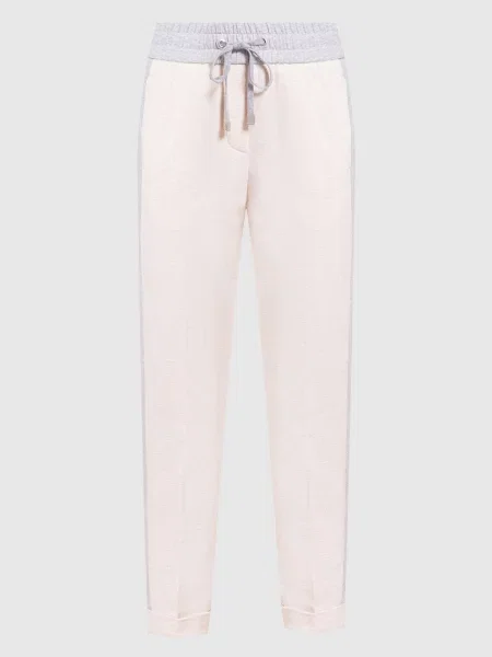 Меланжеві спортивні штани з лампасами Peserico бежеві