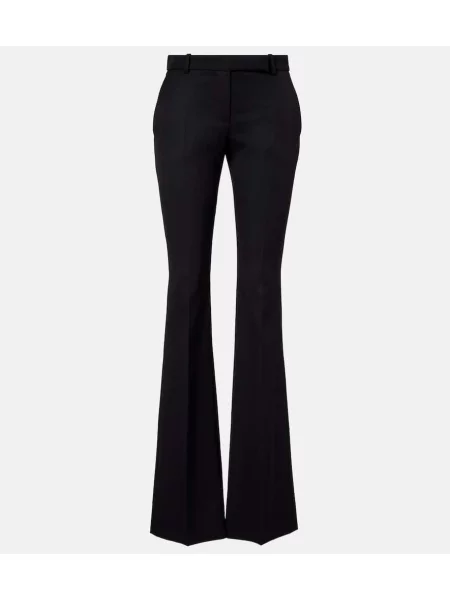 Pantaloni Mcqueen cu talie joasă de lână negru