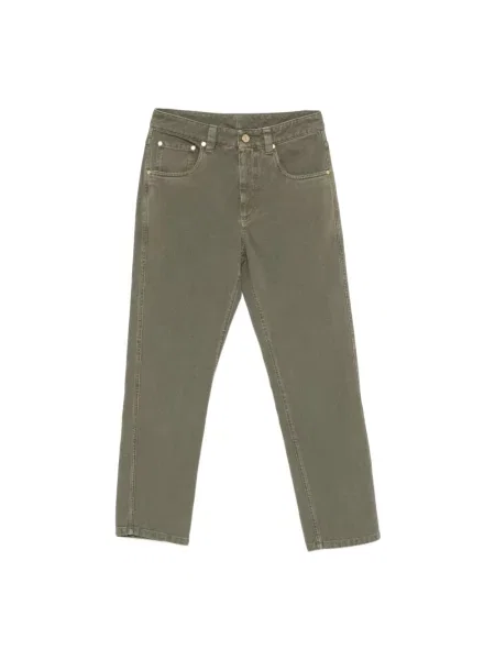 Jeansy straight leg Brunello Cucinelli z 5 kieszeniami zielone