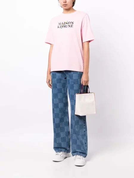 Raštuotas marškinėliai Maison Kitsuné rožinė