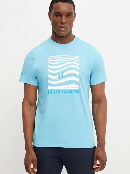 Тениска Helly Hansen SHORELINE с принт синьо