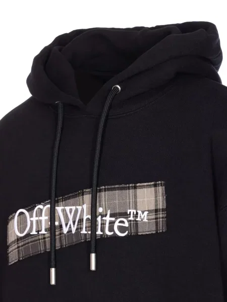 Hanorac cu glugă Off-white în carouri alb