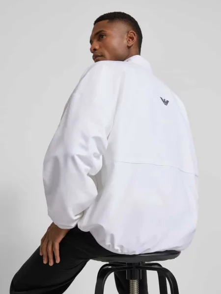 Kurtka bomberka ze stójką i nadrukiem logo Ea7 Emporio Armani biały