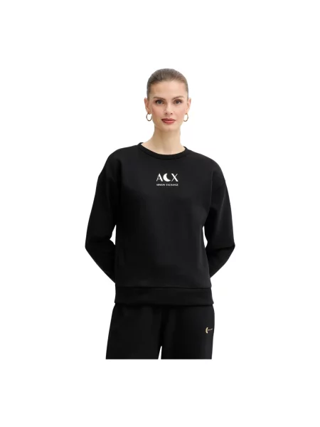 Bluza z logo i okrągłym dekoltem Armani Exchange czarna