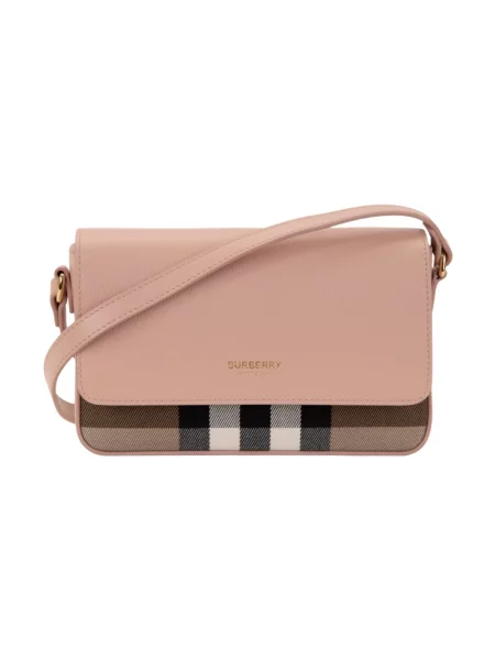 Torebka Burberry skórzana w kratę różowa