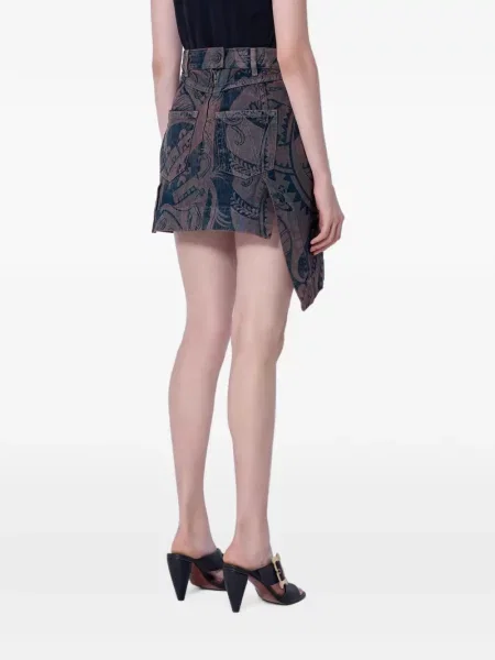Raštuotas asimetriškas mini sijonas Vivienne Westwood ruda