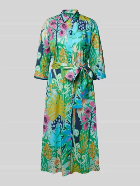 Sukienka midi z listwą guzikową Milano Italy zielona