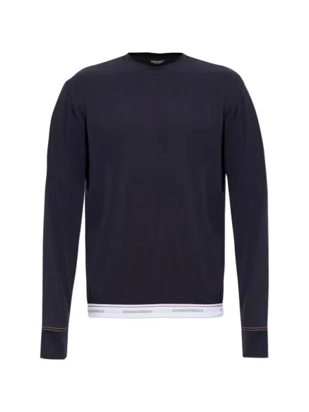 Lung tricou Dsquared2 cu autograf albastru
