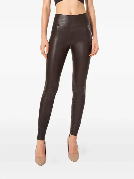 Leggings Wolford din piele maro
