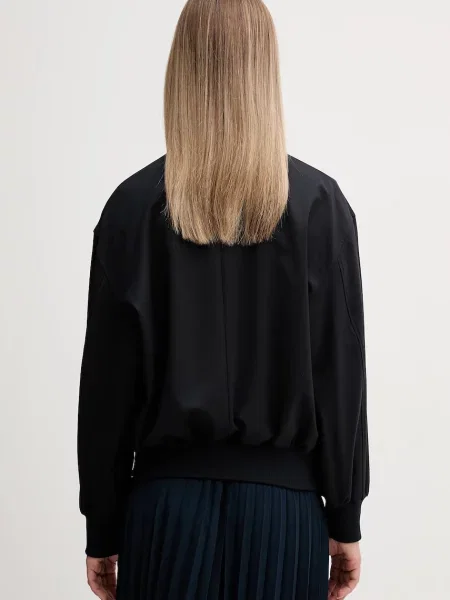 Bomber bunda s příměsí vlny Tommy Hilfiger tmavomodrá oversize