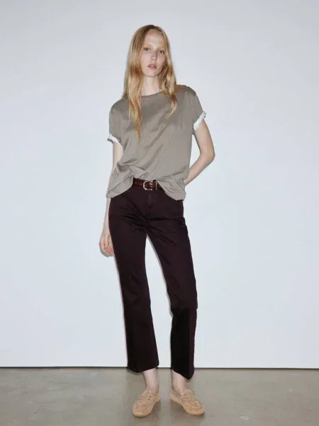 Dżinsy Sienna flare crop winny Kobieta 38 MANGO